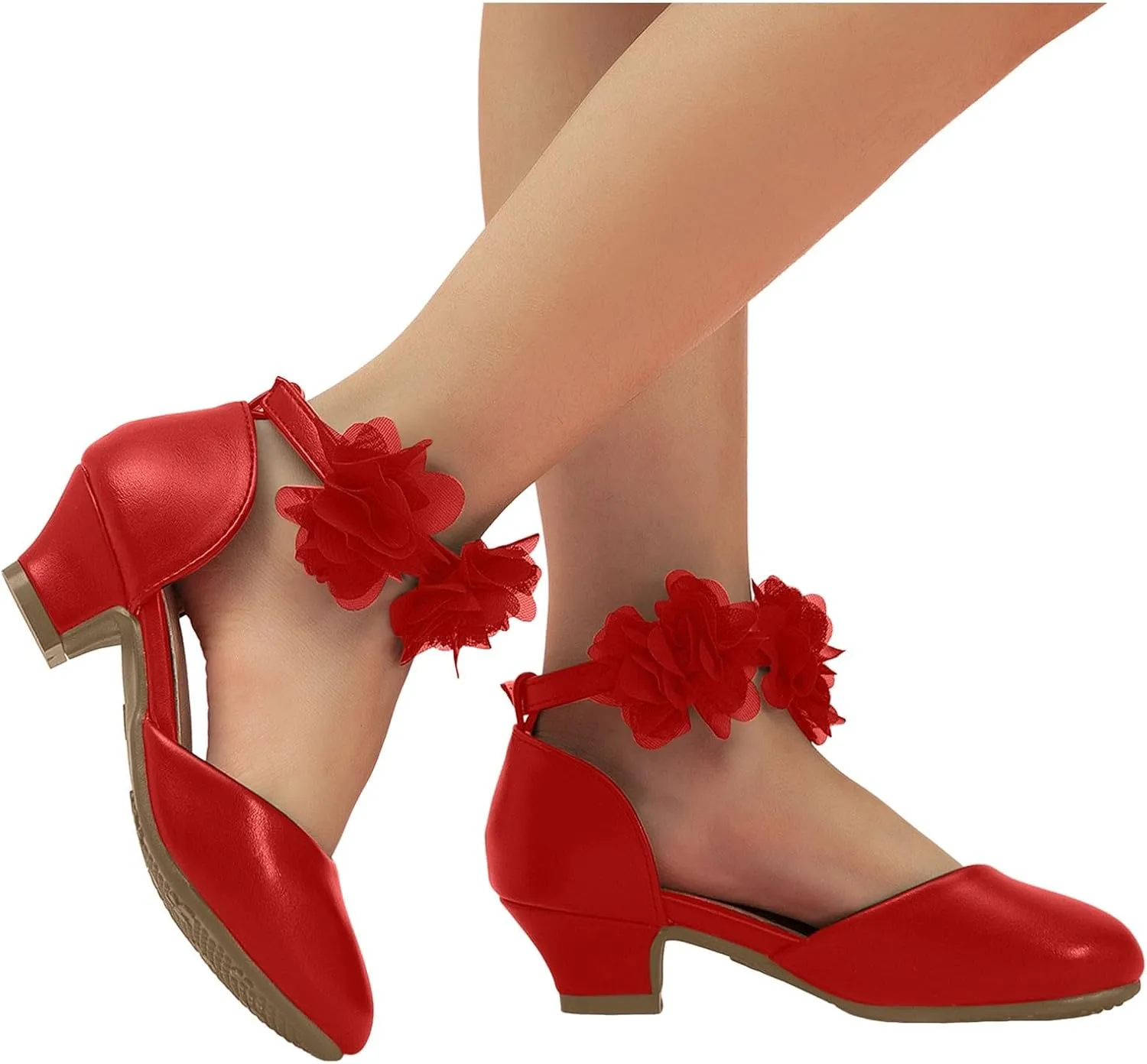 Boys Girls Sandals Girls Silk Flower Princess Shoes Little Girl Closed Toe Hollow High Heels Children Dance Performance Dress Shoes Walking Beach Shower for Boys
