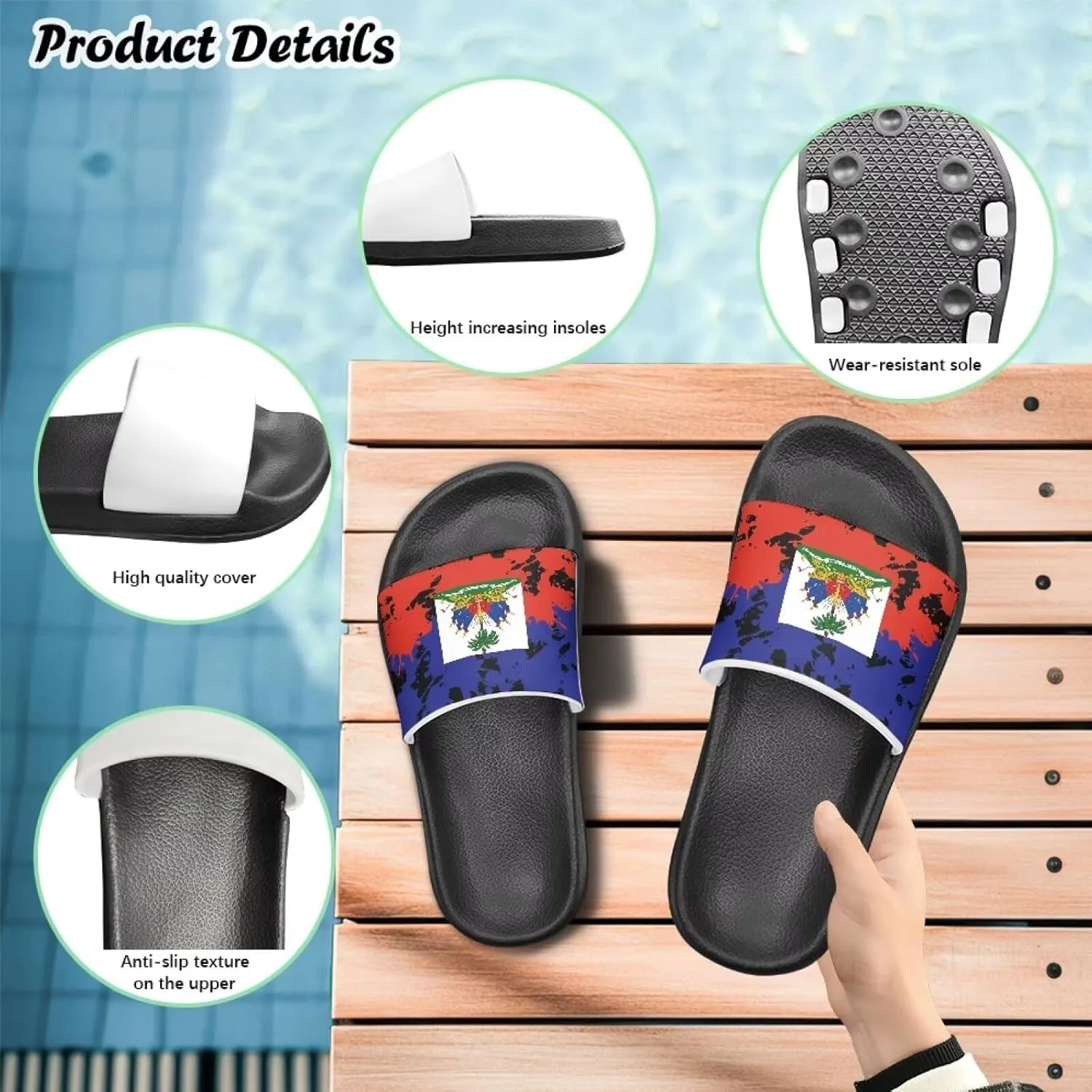 Boys Girls Slides Flag Themed Non-slip Kids Slide Sandals for Beach
