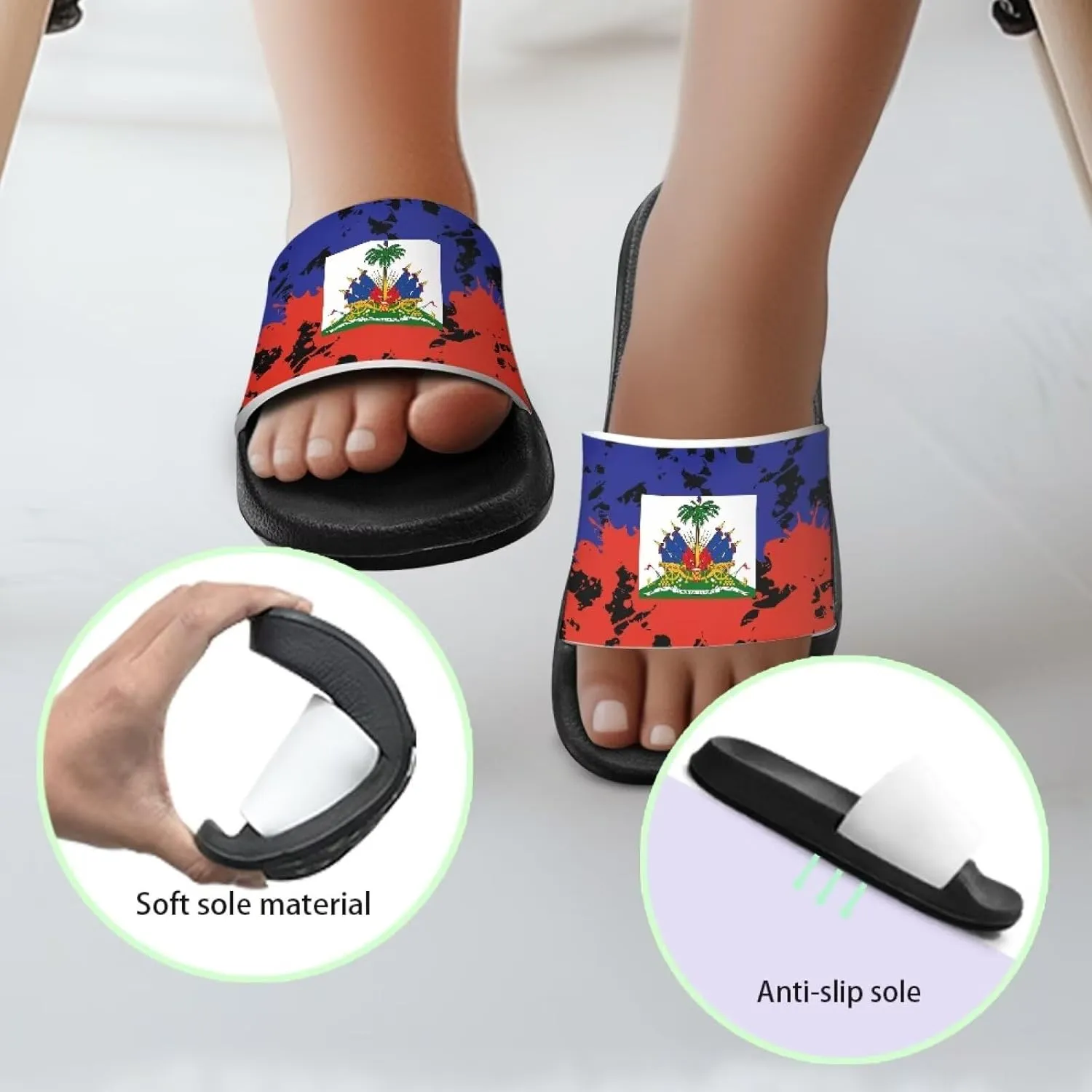 Boys Girls Slides Flag Themed Non-slip Kids Slide Sandals for Beach