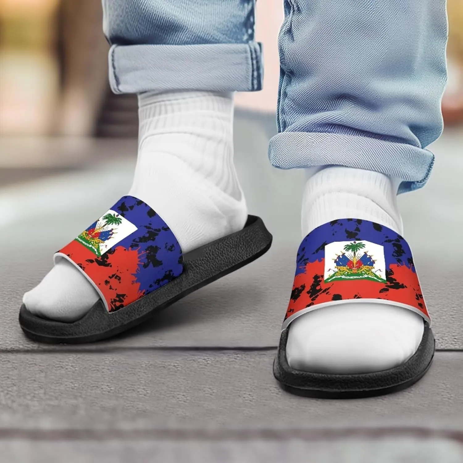Boys Girls Slides Flag Themed Non-slip Kids Slide Sandals for Beach