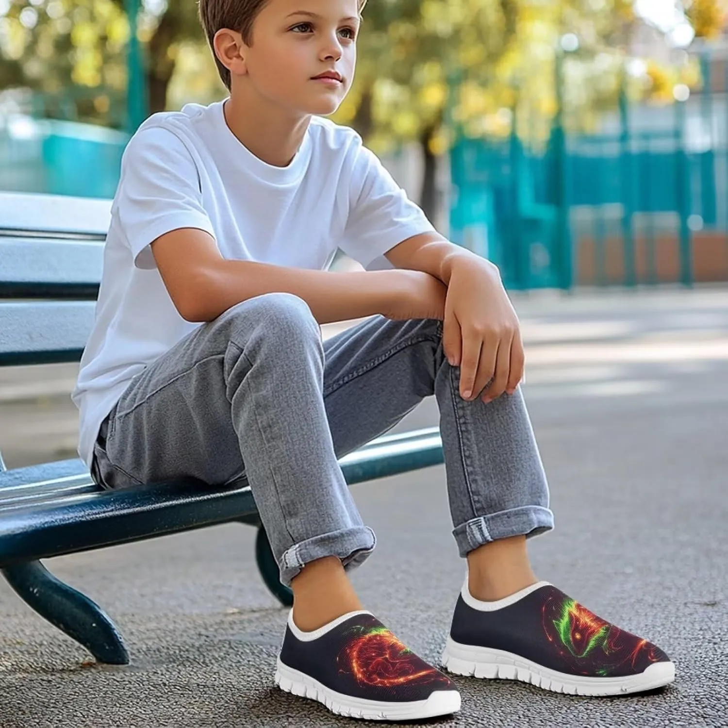Boys Tennis Shoes Cute Slip On Sneakers for Little Kids Running Shoes