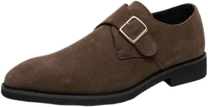 British Fashion Suede Leather Shoes Metal Hasp Monk Shoes British Style Slip On Pointed Toe Moccasins New Wear-Resistant Loafers Shoes