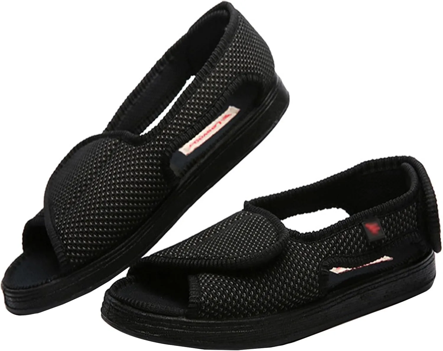 bumuam Men's Open Toe Lightweight Adjustable Sandals, Extra Wide Width Adjustable Edema Shoes for Elderly Foot Pain Relief