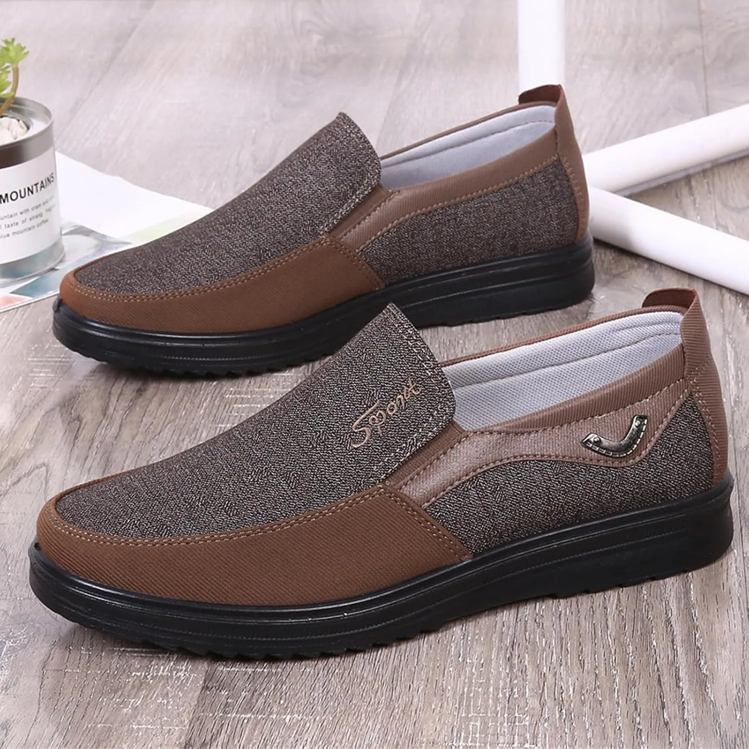 bumuam Men's Shoes Loafers Slip on Loafer Shoes for Men Comfortable Flats Casual Shoes Soft Sneakers Extra Wide Slip on Walking Shoes for Men