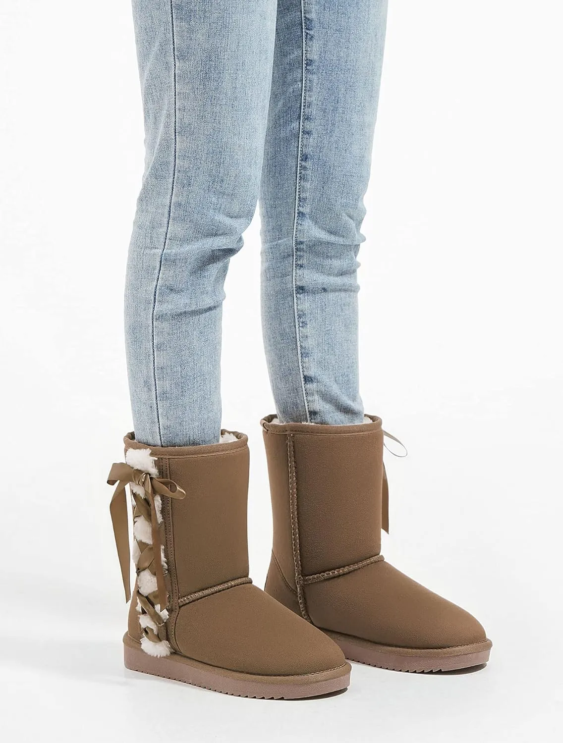 CAMEL CROWN Women's Foldable Snow Boots Warm Fur Winter Boots Mid-Calf Zipper House Slippers Boots Classic Mini Short Boots for Outdoor