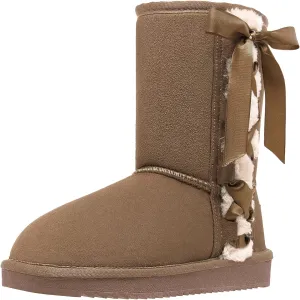 CAMEL CROWN Women's Foldable Snow Boots Warm Fur Winter Boots Mid-Calf Zipper House Slippers Boots Classic Mini Short Boots for Outdoor