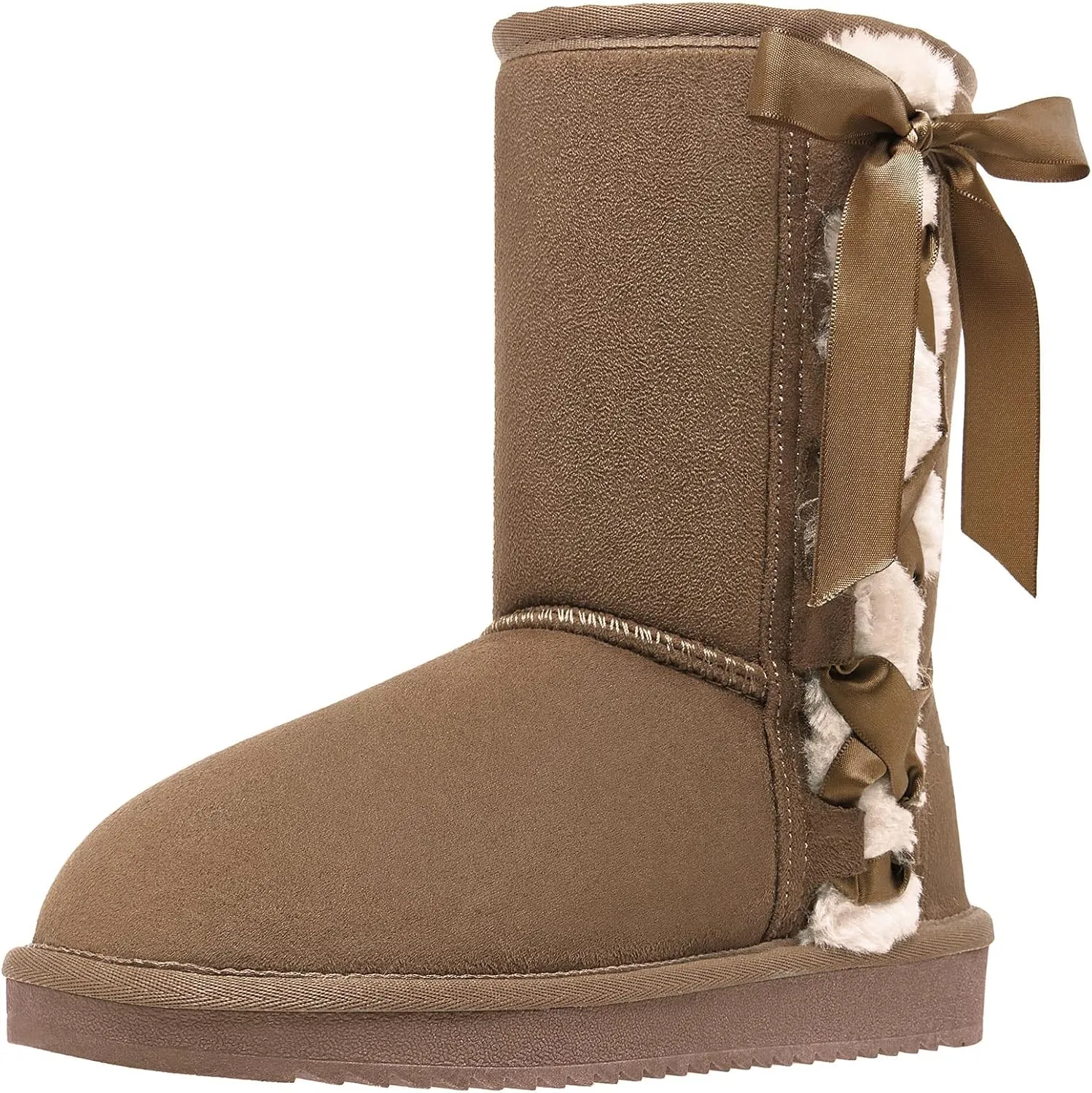 CAMEL CROWN Women's Foldable Snow Boots Warm Fur Winter Boots Mid-Calf Zipper House Slippers Boots Classic Mini Short Boots for Outdoor