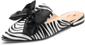 Castamere Womens Pointed Toe Bow-Knot Mules Slip On Velvet Slippers Casual Comfortable Flats