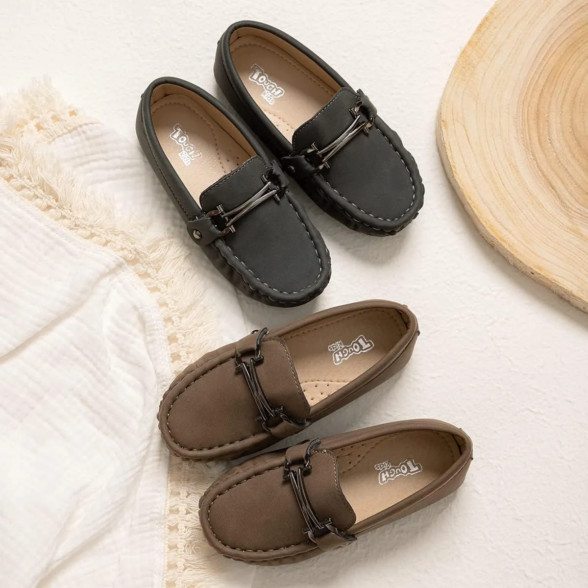 CENCIRILY Toddler Boys Girls Loafers Soft Slip On Little Kid Oxford Dress Flats Casual Boat Shoes School Uniform Moccasin Walking Shoes