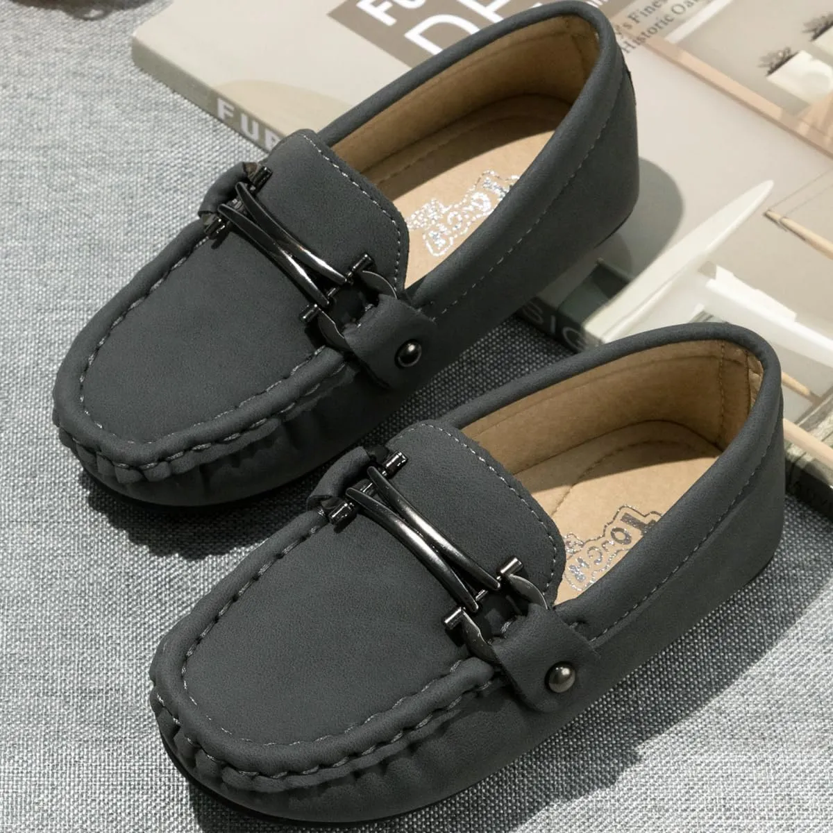 CENCIRILY Toddler Boys Girls Loafers Soft Slip On Little Kid Oxford Dress Flats Casual Boat Shoes School Uniform Moccasin Walking Shoes