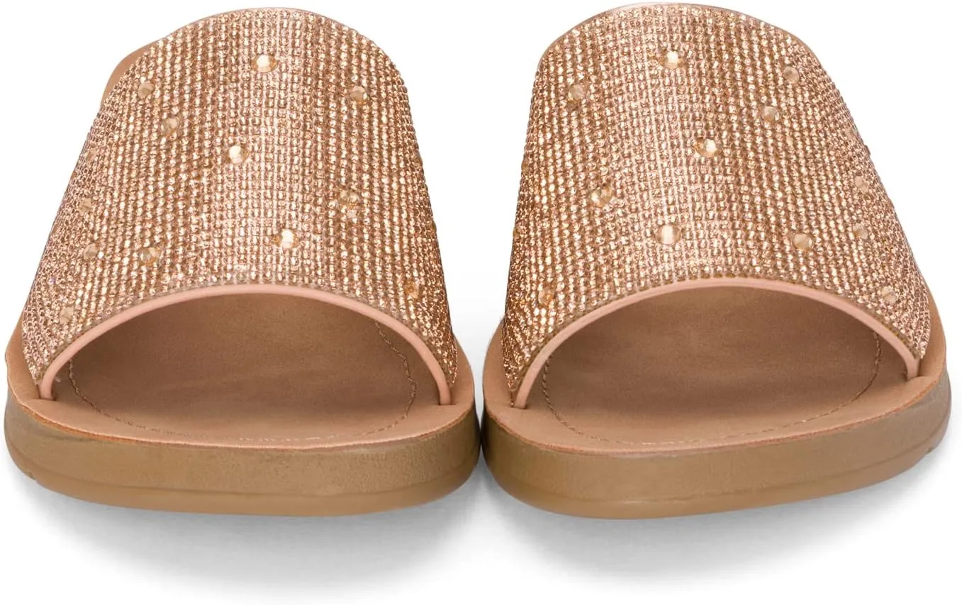 Chariot & Co Bling Sandals for Women Rhinestones Platform Studded Slides Space
