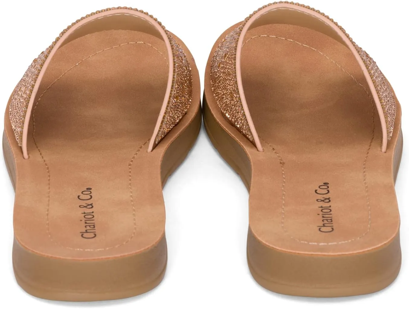 Chariot & Co Bling Sandals for Women Rhinestones Platform Studded Slides Space