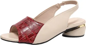 Chunky Heel Fish Mouth Women's Sandals Fashionable Casual Outer Wear Leather Adjustable Strap Slip On Women Dress Shoe