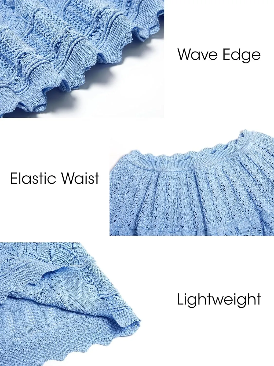 Cicy Bell Women's Summer Crochet Mini Skirt Casual Hollow Out Elastic Waist Boho Beach Cover Up Skirts