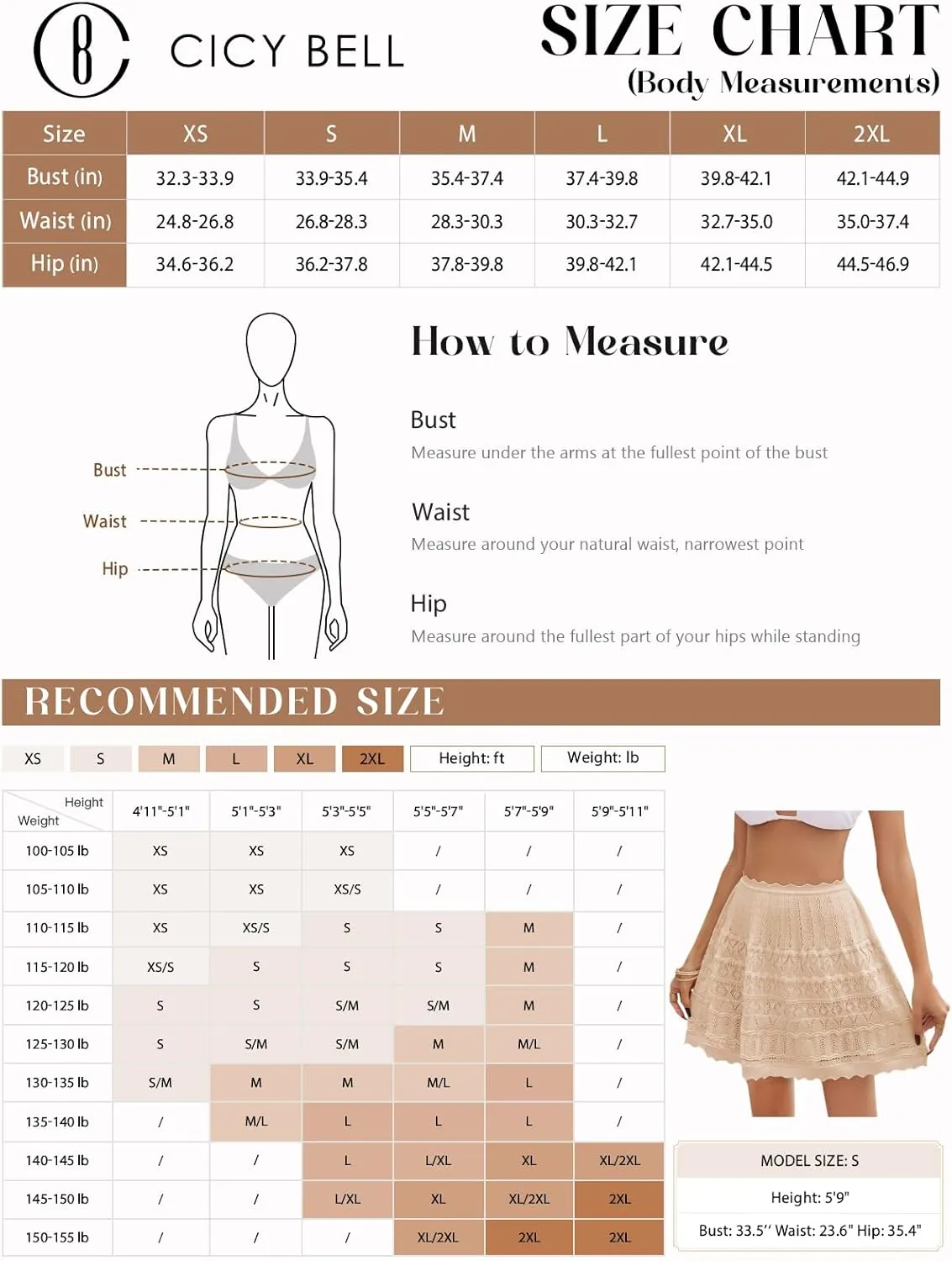 Cicy Bell Women's Summer Crochet Mini Skirt Casual Hollow Out Elastic Waist Boho Beach Cover Up Skirts