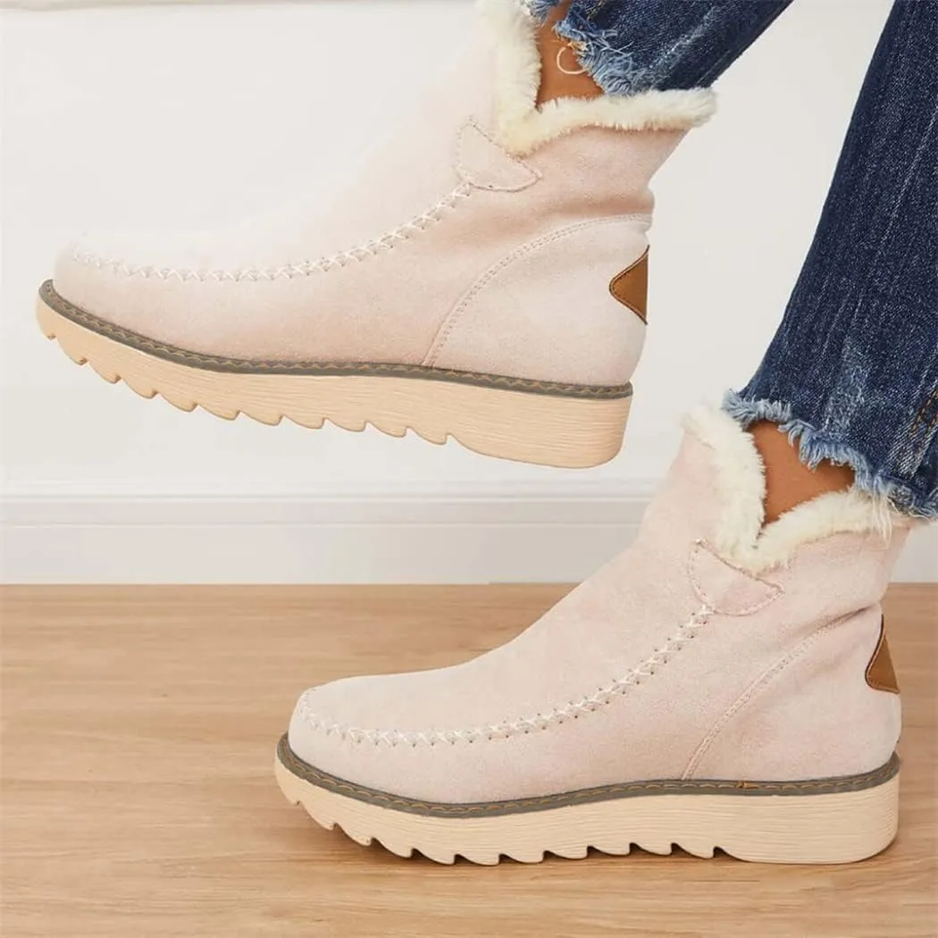 Classic Warm Ankle Snow Booties with Fur Lining Winter Women's Waterproof Lightweight Anti Slip Ankle Snow Boots