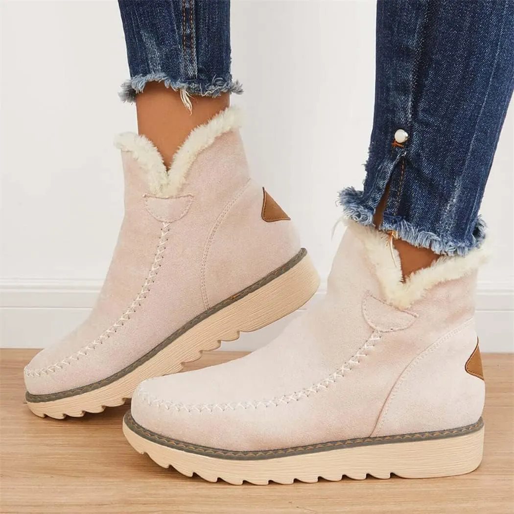 Classic Warm Ankle Snow Booties with Fur Lining Winter Women's Waterproof Lightweight Anti Slip Ankle Snow Boots