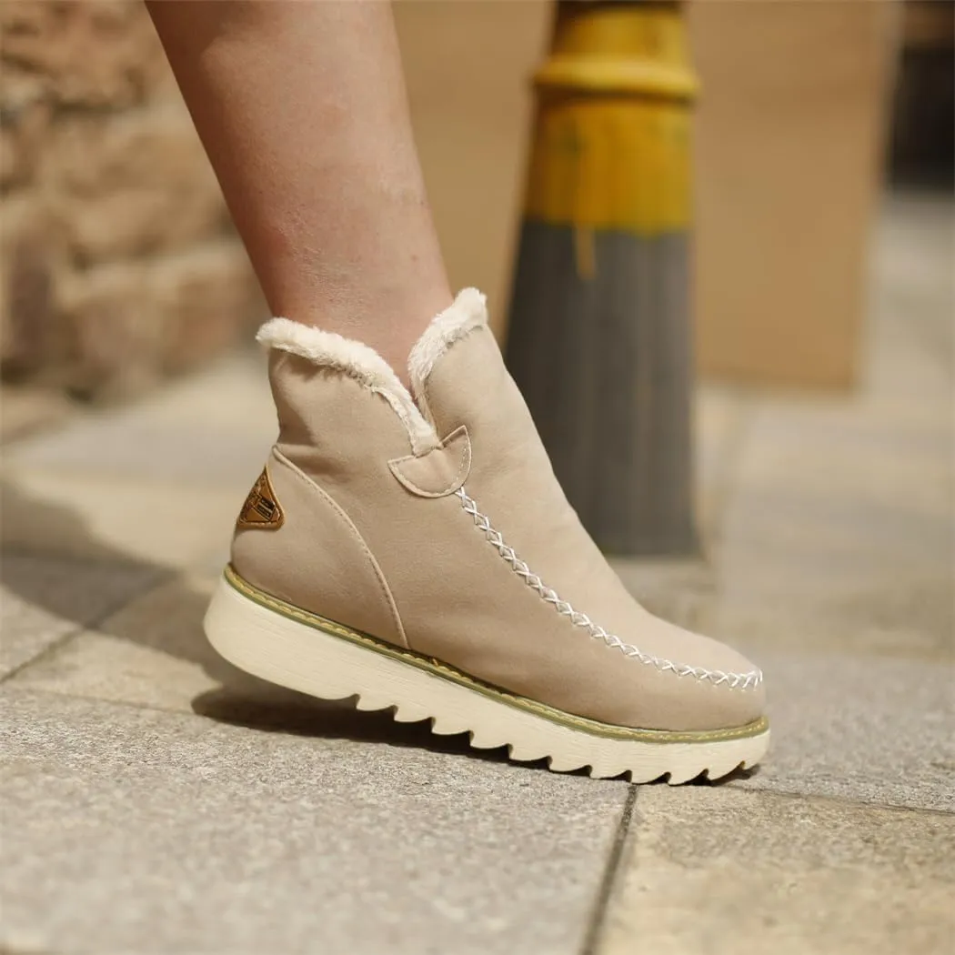 Classic Warm Ankle Snow Booties with Fur Lining Winter Women's Waterproof Lightweight Anti Slip Ankle Snow Boots