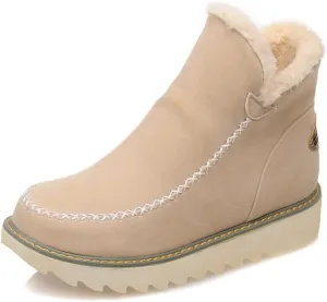 Classic Warm Ankle Snow Booties with Fur Lining Winter Women's Waterproof Lightweight Anti Slip Ankle Snow Boots