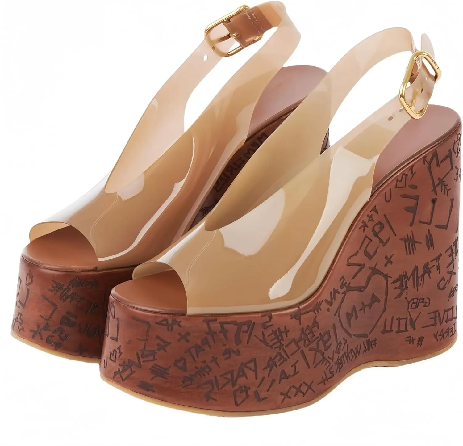 Clear Wedge Heels for Women Platform Jelly Sandals Slingback Chunky Heels for Party Vacation Festival Summer Outfits 2025 Fashion Shoes