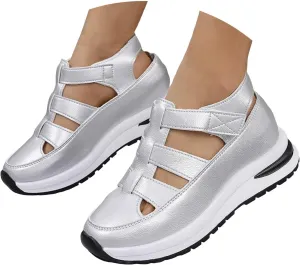 Closed Toe Platform Sandals Women,Wedge Sandals Ankle Buckle Strap Closed Toe Shoes,Hollow Out Retro Arch Support Sandals,Comfortable Summer Wedge Shoes Non-Slip,Walking Beach,Hiking Summer Shoes