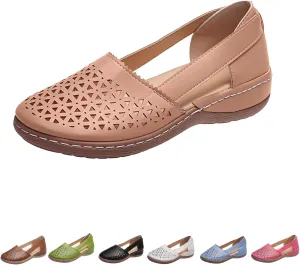 Closed Toe Sandals For Women Dressy Summer 2025,Orthopedic Breathable Soft Sole Loafers Comfort Hollow Flats Casual Sandal Slip-On Comfortable Flat Walking Wide Width Cute Outdoor Shoes