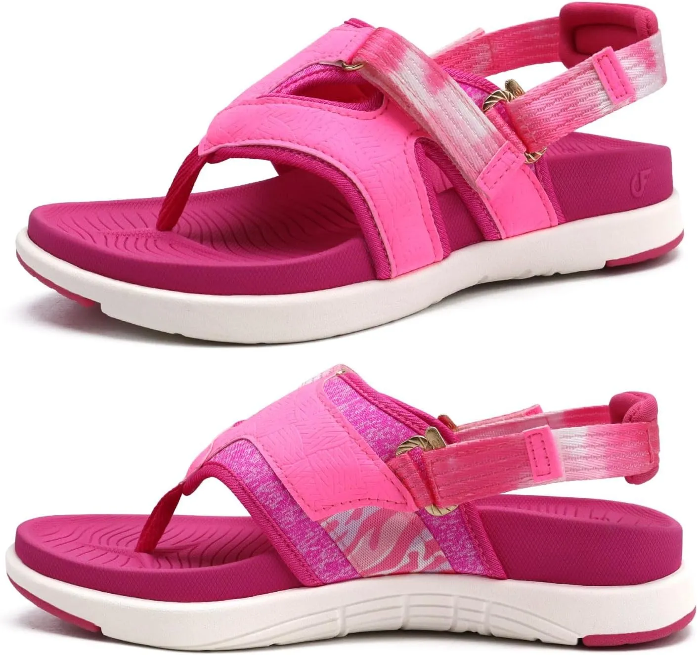 COFACE Flip Flops Sandals for Women Ladies Lightweight Athletic Soft Cushion Walking Sandals Orthotic Orthopedic Thong Sandals With Comfortable Arch Support Outdoor Beach Summer, size 6 Rose Red