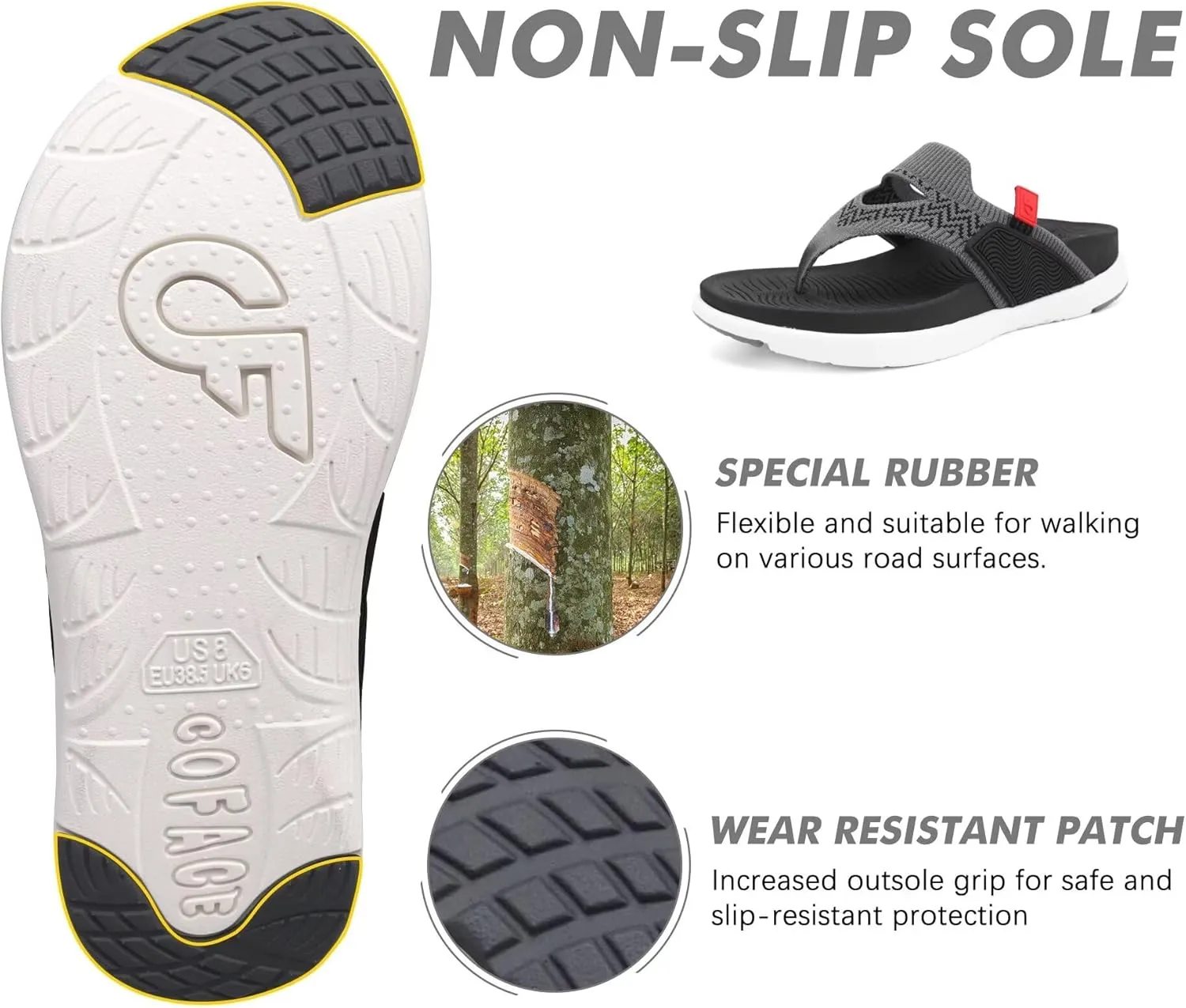 COFACE Womens Fashion Orthotic Flip Flops Recovery Walking Lightweight Athletic Thick Yoga Mat Cushion Thong Sandals With Comfortable Plantar Fasciitis Arch Support