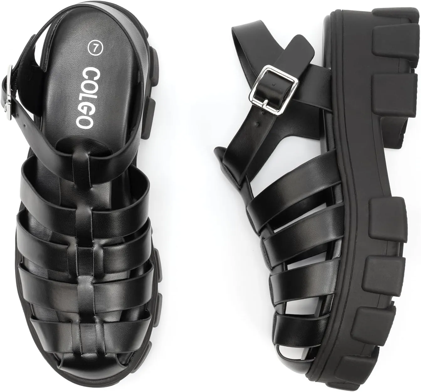 Colgo Womens Platform Wedge Sandals Chunky Block Heeled Adjustable Buckle Fisherman Sandals for Summer