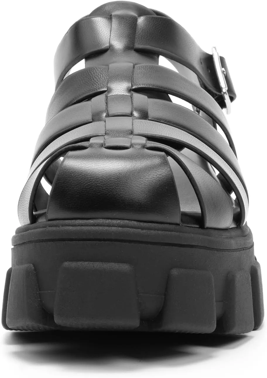 Colgo Womens Platform Wedge Sandals Chunky Block Heeled Adjustable Buckle Fisherman Sandals for Summer