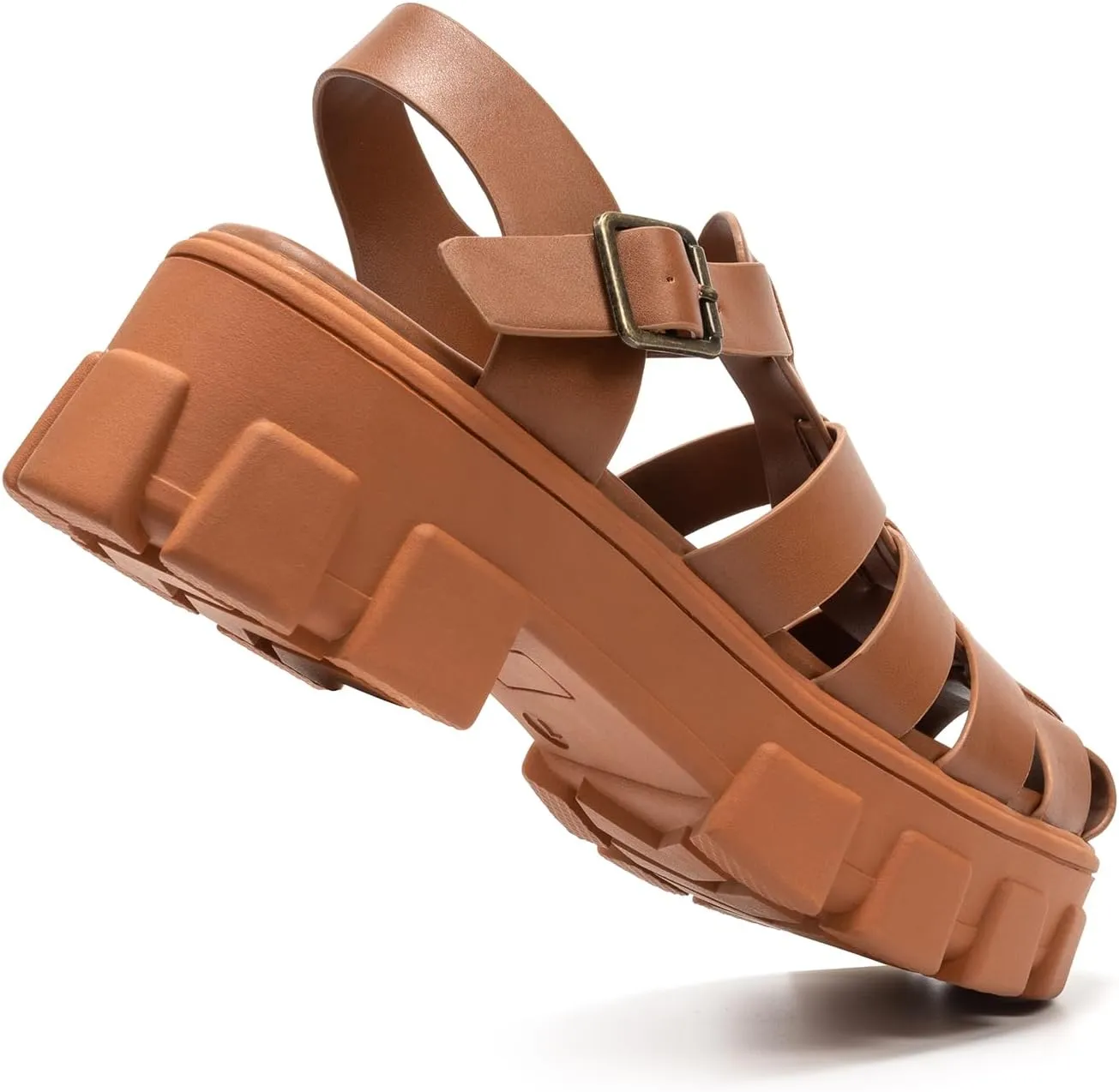 Colgo Womens Platform Wedge Sandals Chunky Block Heeled Adjustable Buckle Fisherman Sandals for Summer