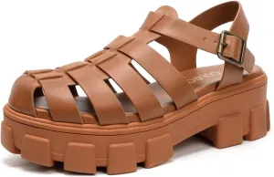 Colgo Womens Platform Wedge Sandals Chunky Block Heeled Adjustable Buckle Fisherman Sandals for Summer