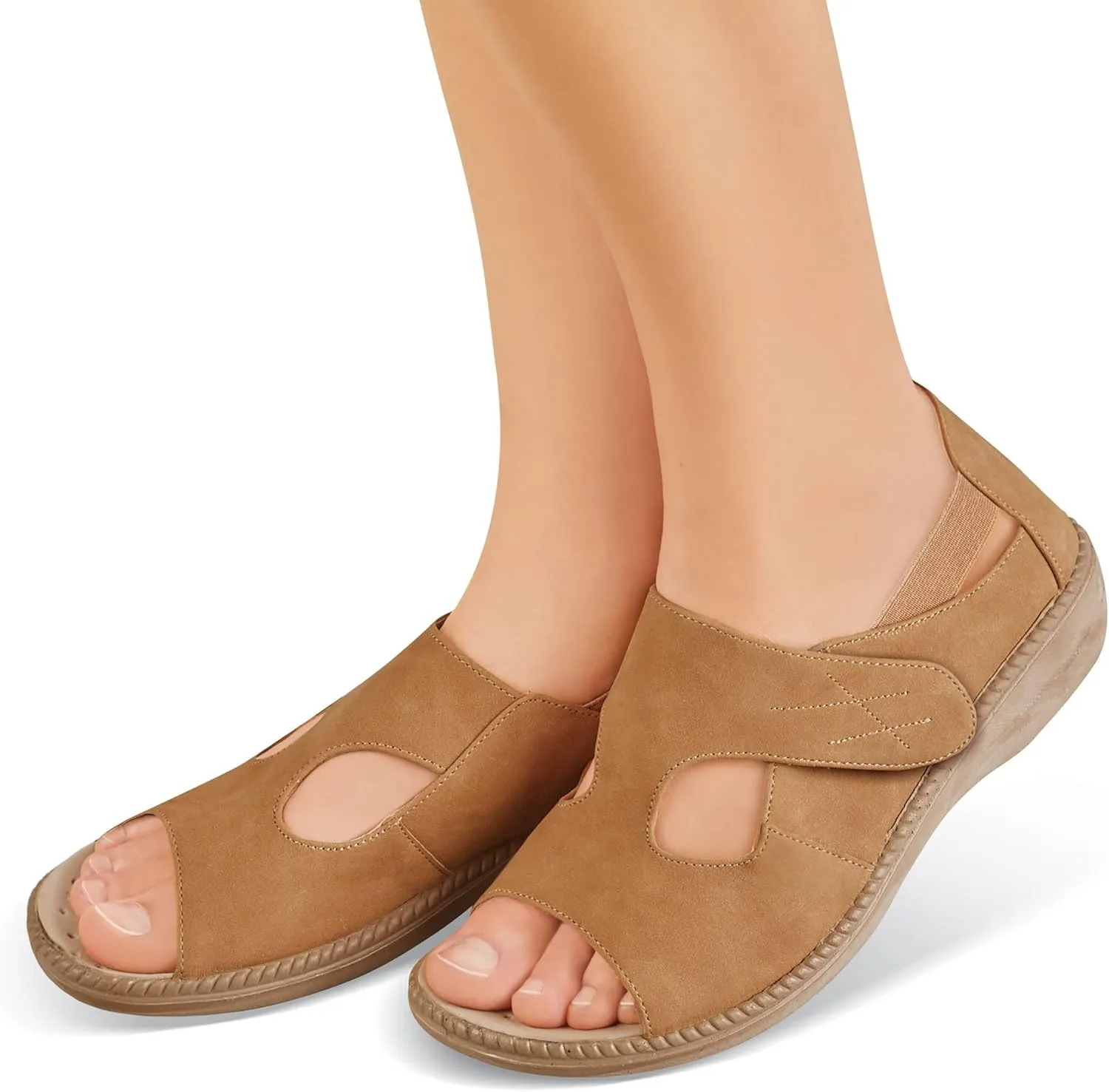 Collections Etc Adjustable Touch Closure Comfort Walking Sandals