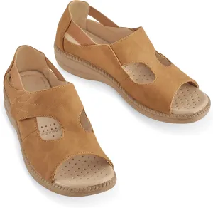 Collections Etc Adjustable Touch Closure Comfort Walking Sandals