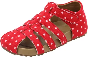 Comfortable Slip-On Kids Sandals Girls Polka Dot Sandals Children's Hollow Breathable Closed Toe Beach Shoes Girls Shoes Fisherman Water Beach Flat