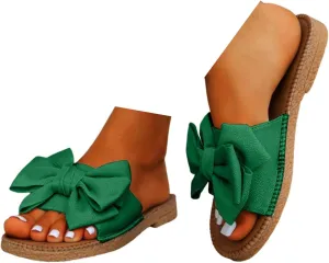 Comfy Espadrilles Flat Sandals for Women 2025 Wide Width Clip Toe Slip On Bow Strap Slides Summer Comfortable Non-Slip Cushion Footbed Casual Beach Dressy Shoes for Daily Wear Outdoor Indoor
