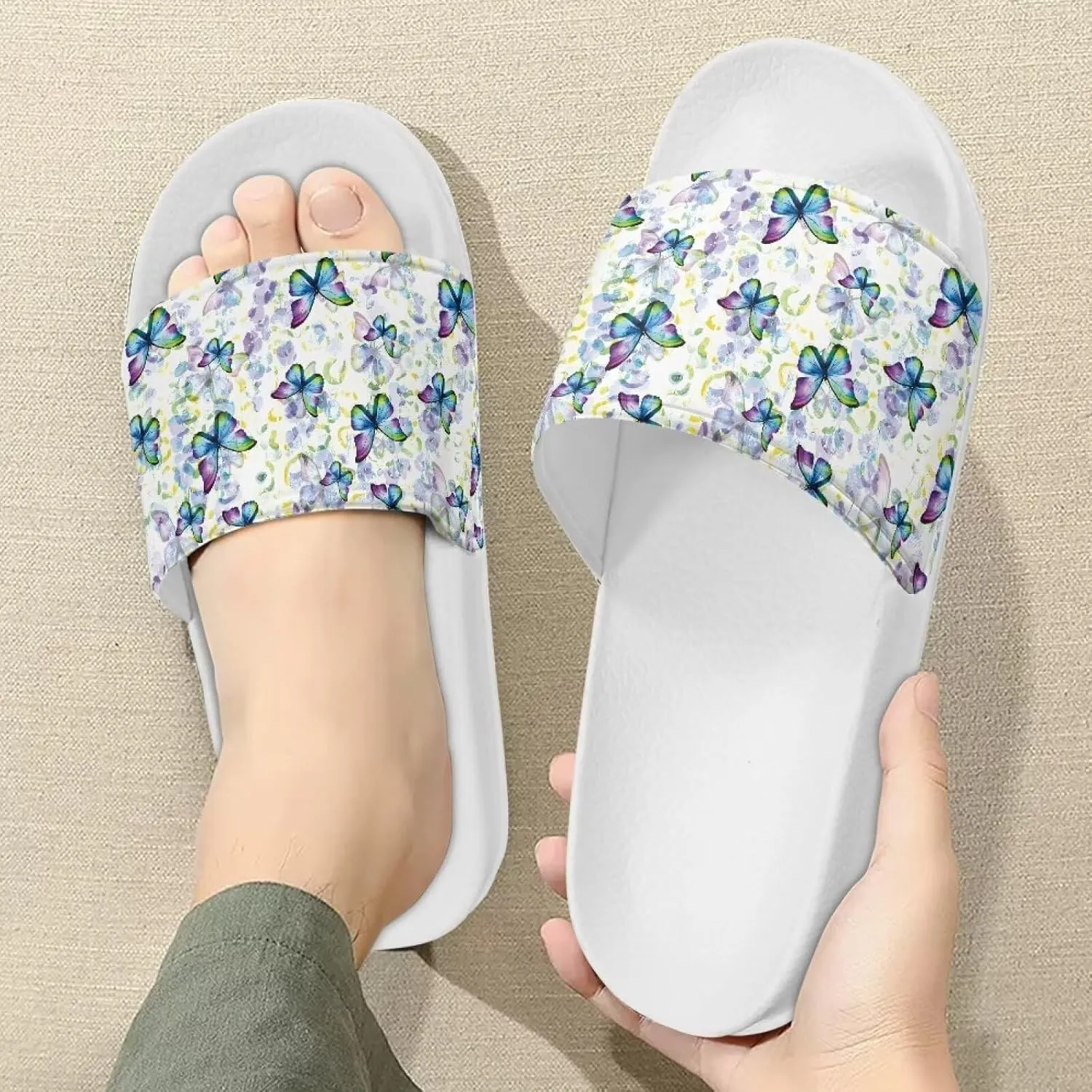 Comfy Slides for Women Supportive Walking Size 6-13.5 White