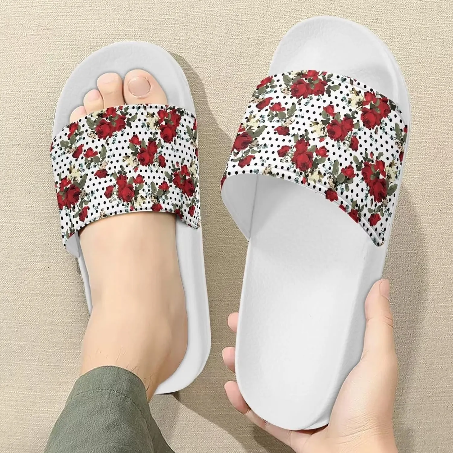 Comfy Slides for Women Supportive Walking Size 6-13.5 White