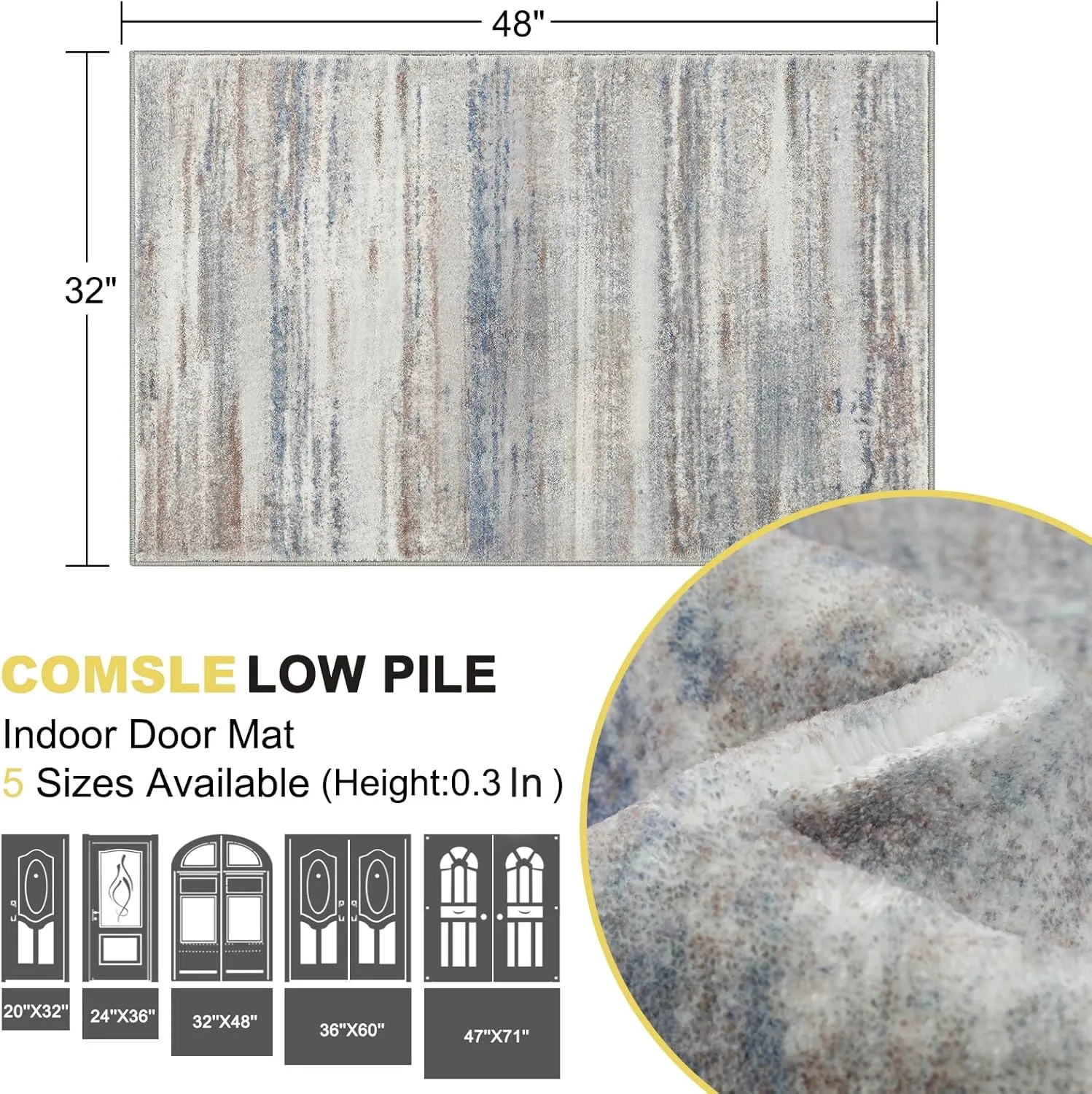 COMSLE Door Mat, Front Door Rug Indoor for Entrance Faux Wool Absorbent Non Slip Modern Throw Rug for Entryway Hallway Muddy Paws - Pet Friendly, 32x48 Inches,Gray Brown Machine Washable