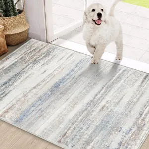 COMSLE Door Mat, Front Door Rug Indoor for Entrance Faux Wool Absorbent Non Slip Modern Throw Rug for Entryway Hallway Muddy Paws - Pet Friendly, 32x48 Inches,Gray Brown Machine Washable
