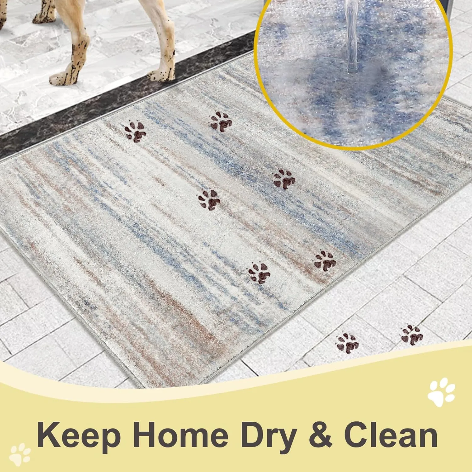 COMSLE Door Mat, Front Door Rug Indoor for Entrance Faux Wool Absorbent Non Slip Modern Throw Rug for Entryway Hallway Muddy Paws - Pet Friendly, 32x48 Inches,Gray Brown Machine Washable