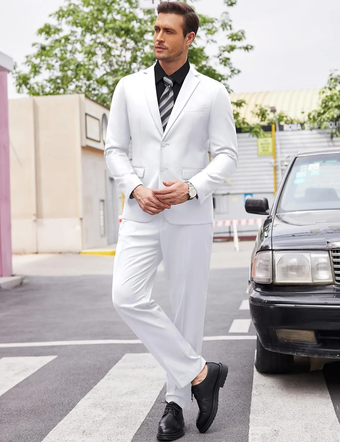 COOFANDY Men's 2 Piece Suits Classic Fit 2 Button Dress Suits Tuxedo Jacket Blazer for Wedding Business Dinner Prom