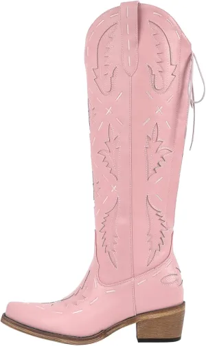 Cowboy Boots for Women Knee High Cowgirl Boots Lace Up