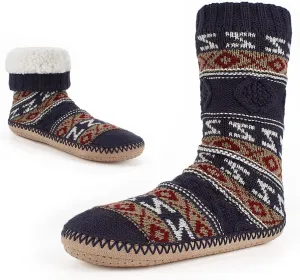 Cozylook Mens Slipper Socks Fleece Lined Non-slip Soles, Winter Soft Thick Cozy Home Boots, Warm Fuzzy House Shoes Indoor