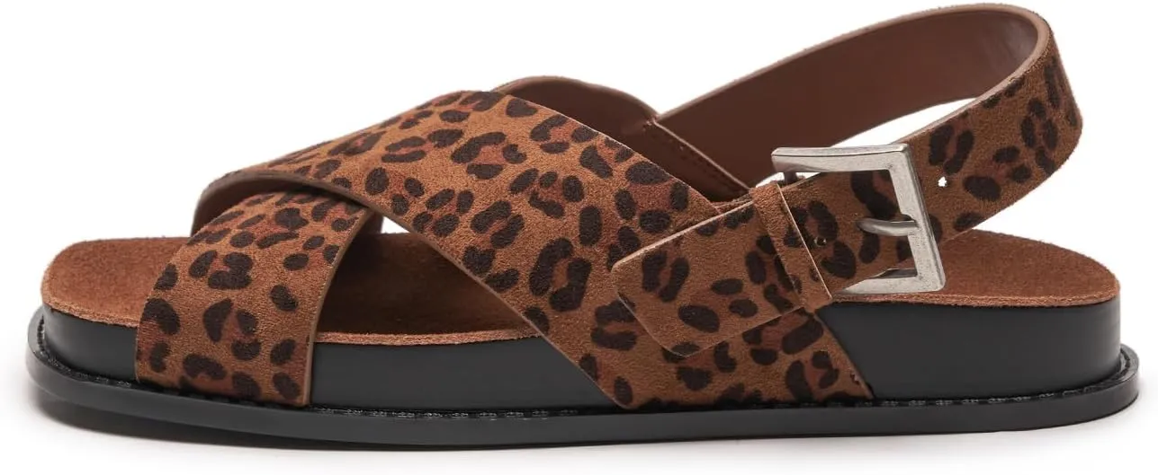 C.Paravano Women Sandals,Comfortable Dressy Flat Slides Summer Sandals with Arch Support for Walking Beach Casual Adjustable Buckle Slip-Ons Fashion Shoes