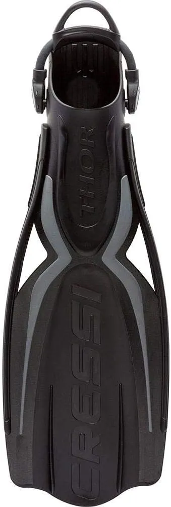 Cressi Adult Open Heel Fins with Elastic Bungee Strap for Scuba Diving - Strength, Power, Comfort, Aesthetics, Lightness - Thor EBS: Made in Italy
