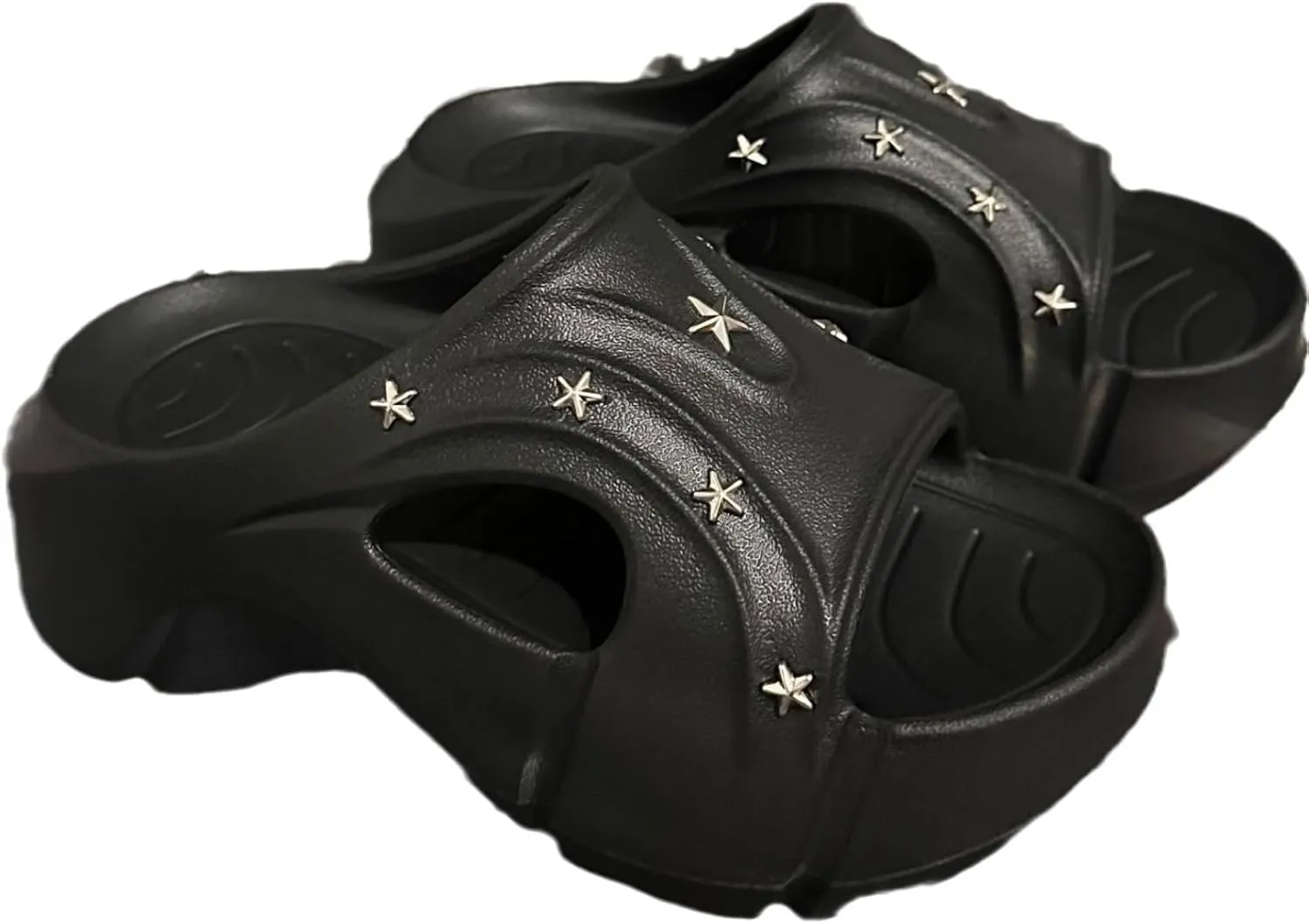Cute Emo Shoes Stars Goth Punk Clogs Grunge Chunky Platform Slides Slip On Breathable Soft Mules Y2K Kawaii Fashion Trendy Pumps Rave Parties Sandals Beach Cruise Swimming Pool Spring Summer Outdoors