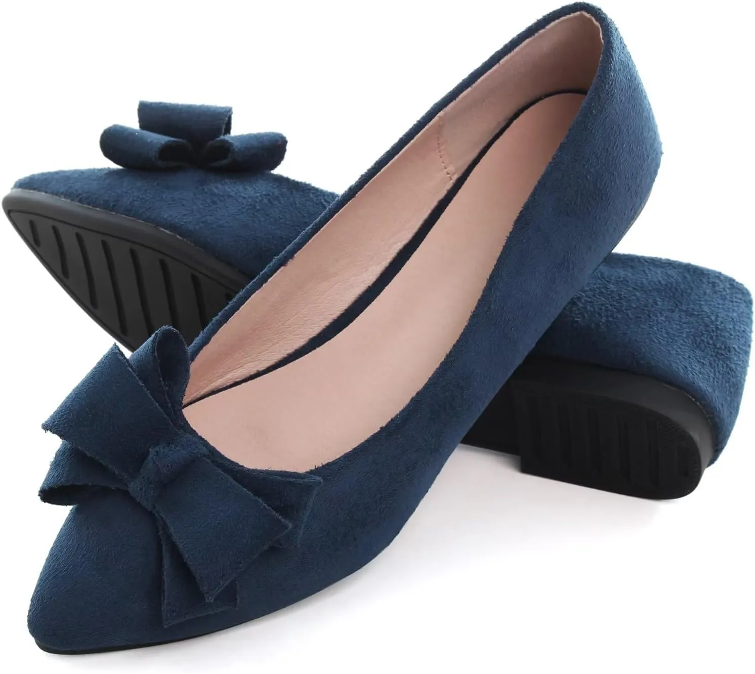Dear Time Women's Bowknot Flats Shoes Elegant Ballet Dressy Shoes Slip-On Loafers for Work Flats