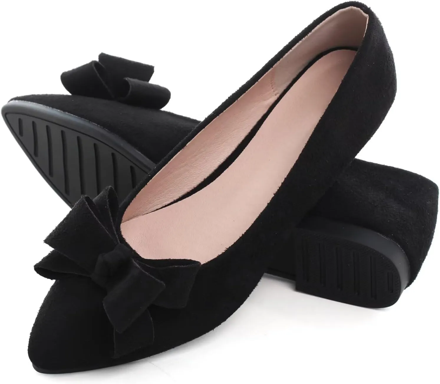 Dear Time Women's Bowknot Flats Shoes Elegant Ballet Dressy Shoes Slip-On Loafers for Work Flats