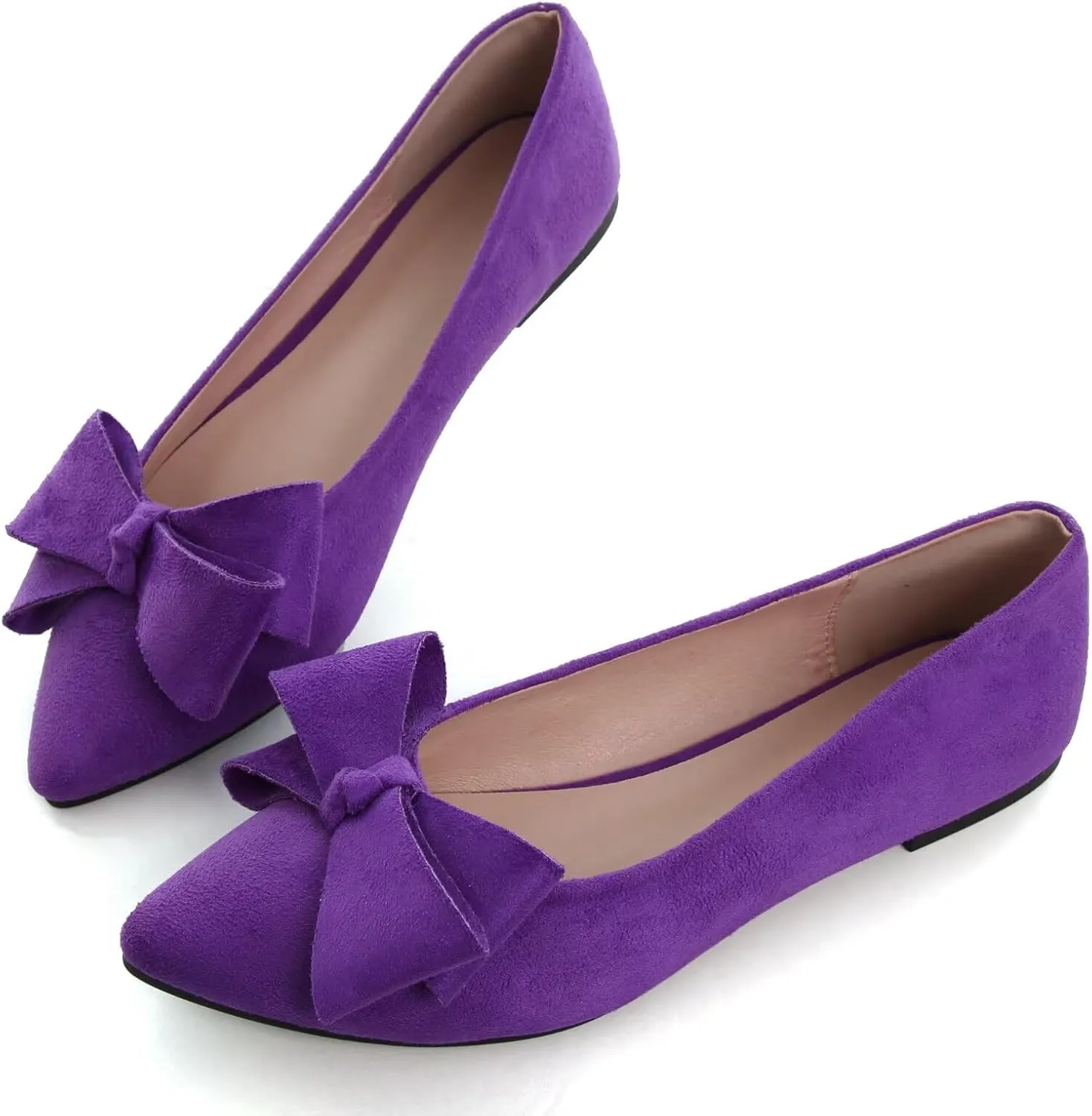 Dear Time Women's Bowknot Flats Shoes Elegant Ballet Dressy Shoes Slip-On Loafers for Work Flats
